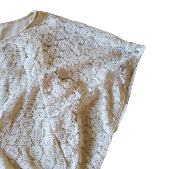 Chico's Lace Overlay Sheer Blouse with Batwing Sleeves - Picture 5 of 11